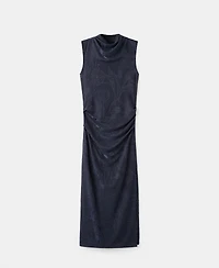 Mango Women's Draped Collar Embroidered Dress