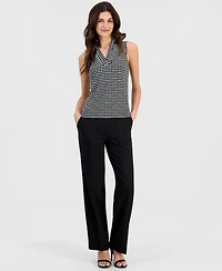 Anne Klein Women's Sleeveless Pleated V-Neck Shell Top