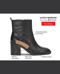 Lucky Brand Women's Alivia Almond Toe Stacked Heel Booties