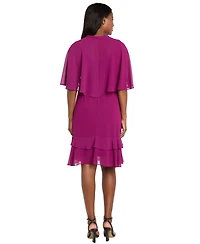 R & M Richards Women's 2-Piece Ruffle Detail Dress with Capelet