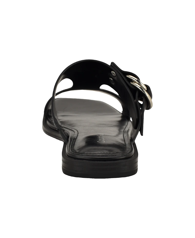 Calvin Klein Women's Meritt Leather Flat Slip-On Sandals