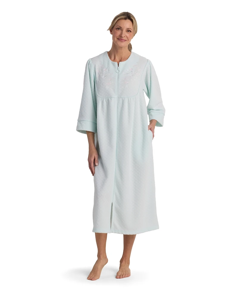 Miss Elaine Women's Long-Sleeve Solid Long Zipper Robe