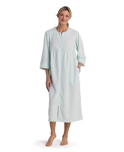 Miss Elaine Women's Long-Sleeve Solid Long Zipper Robe