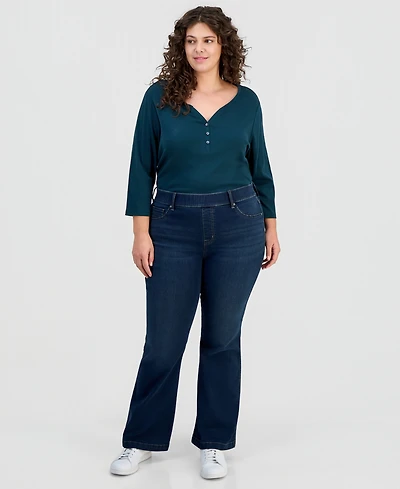 Style & Co Plus Pull-On Shaping High-Rise Bootcut Jeans, Macy's Exclusive