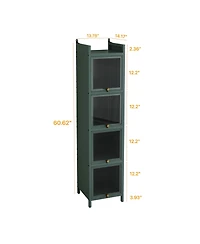 Casainc Modern Four-Tier Glass Door Cabinet with Five-Tier Storage for Living Room, Dining, Entryway, or Bathroom