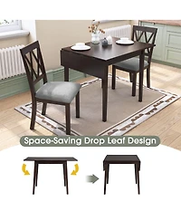 Maison Boucle 5-Piece Drop Leaf Dining Table Set with 4 Upholstered Chairs, Space-Saving Kitchen for Small Apartments
