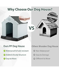 Sugift Dog House for Small Dogs Waterproof Plastic with Elevated Floor