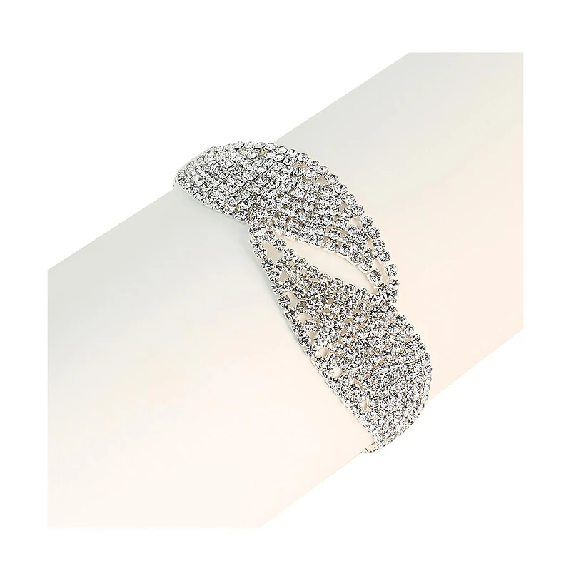 Women's The Swirl-Bling Statement Bracelet - Crystal Silver