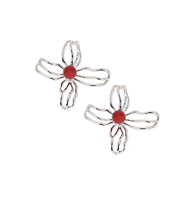 Women's The Arachnid-Flora Statement Earrings - Metallic Silver