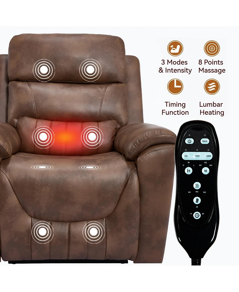 Boyel Living Faux Leather Dual Motor Infinite Position Up to 350 Lbs Power Lift Recliner Chair with 8-Point Vibration Massage and Lumbar