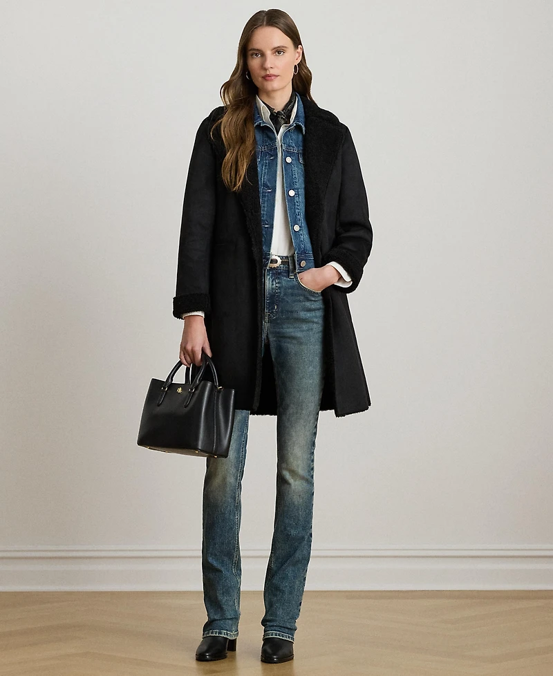 Lauren Ralph Women's Lapel Collar Shearling Jacket