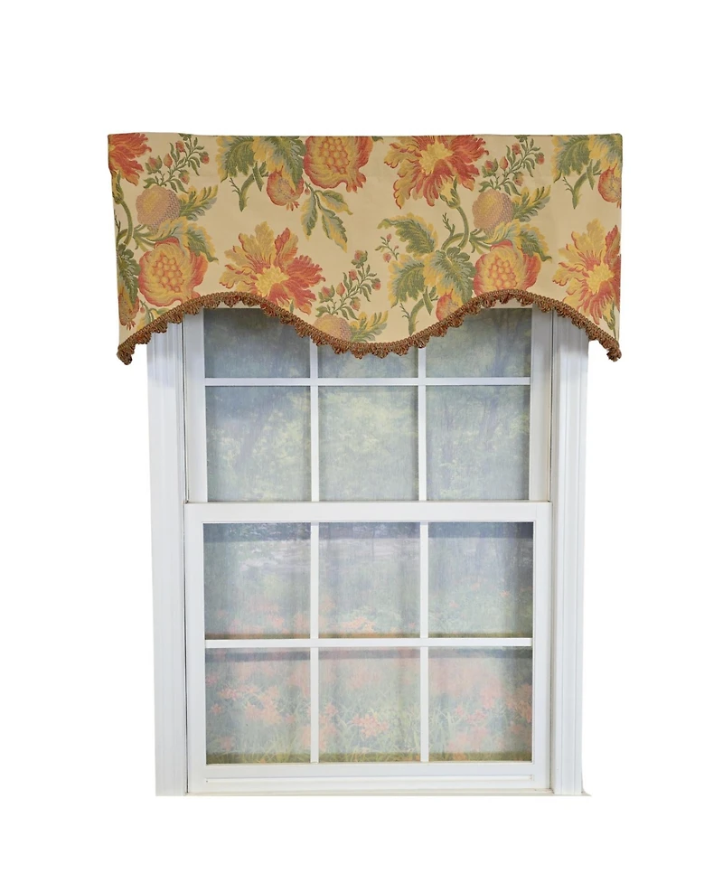 Rlf Home 100% Cotton Sublime Cornice Fully lined Windows Rod Pocket Valance 50" x 17" Orange