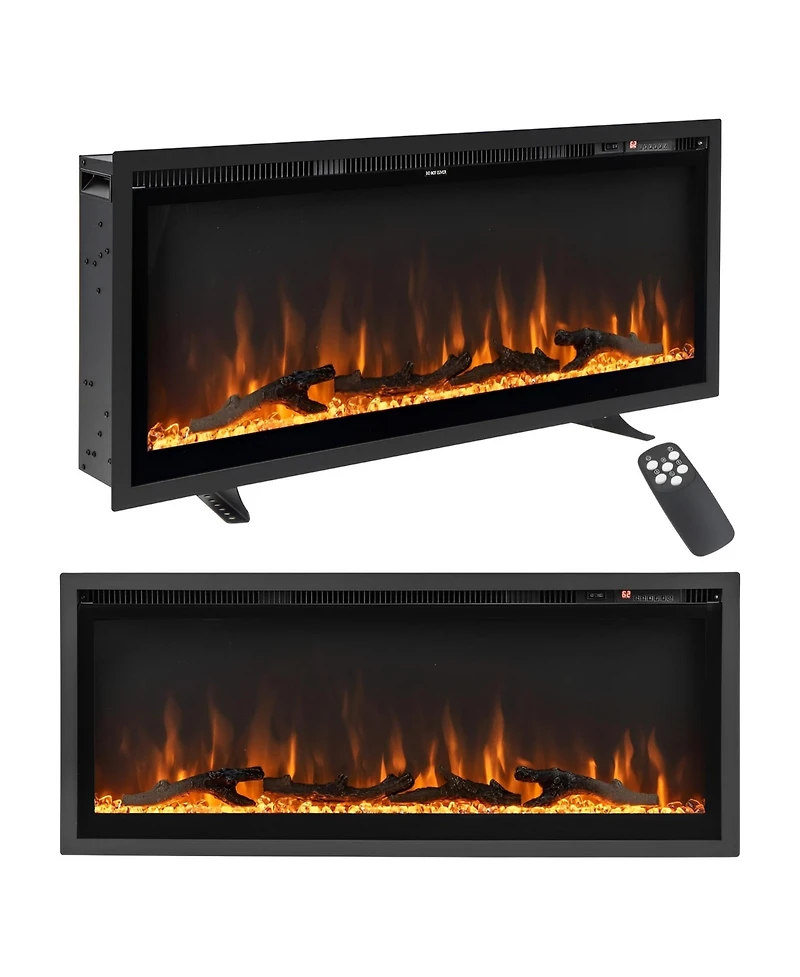 Sugift Electric Fireplace in-Wall Recessed with Remote Control and Adjustable Color and Brightness-42 inches