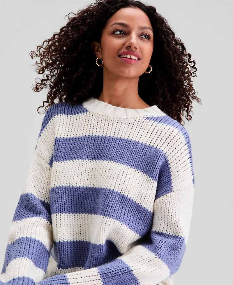 And Now This Women's Drop Shoulder Striped Sweater, Macy's Exclusive