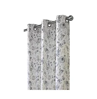 Thermaplus Flora Blackout Grommet Privacy Sound Dampening Curtain Panel for Livingroom Bedroom 52" x 108" Silver