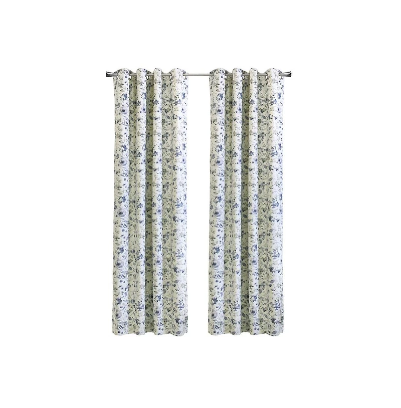 Thermaplus Flora Blackout Grommet Privacy Sound Dampening Curtain Panel for Livingroom Bedroom 52" x 84" Silver