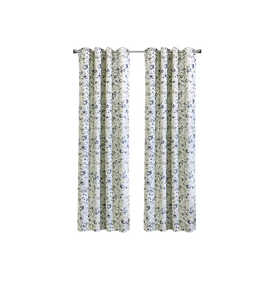Thermaplus Flora Blackout Grommet Privacy Sound Dampening Curtain Panel for Livingroom Bedroom 52" x 84" Silver