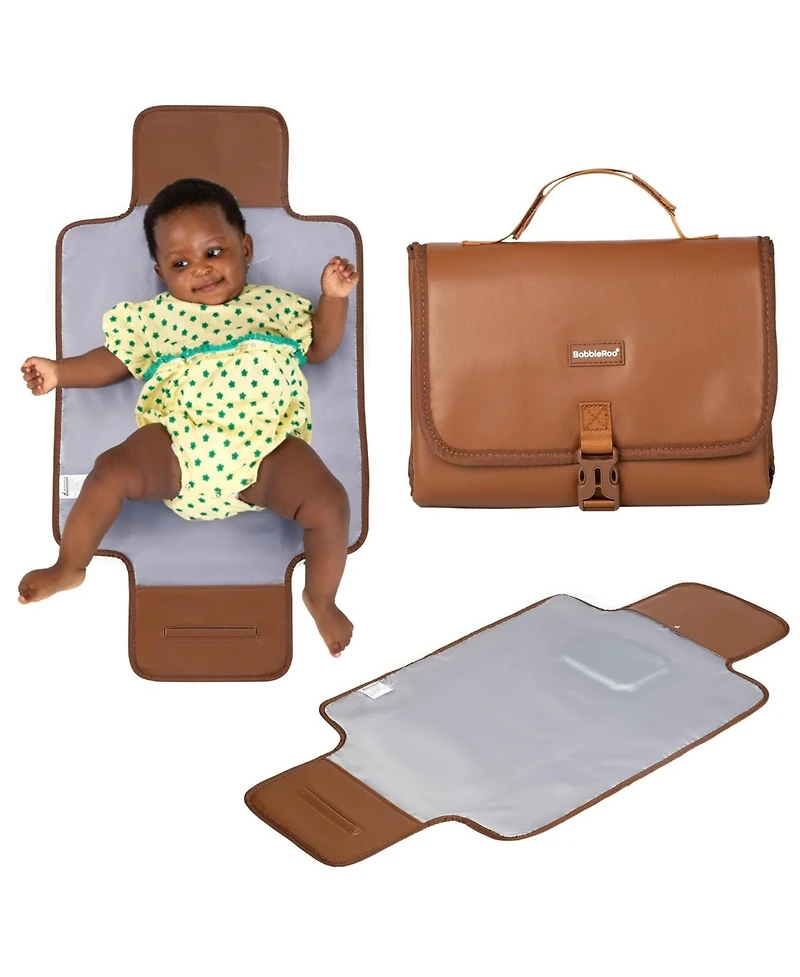 BabbleRoo Kids Diaper Bag Backpack, Spacious & Stylish Leather Faux Changing Pad, Brown