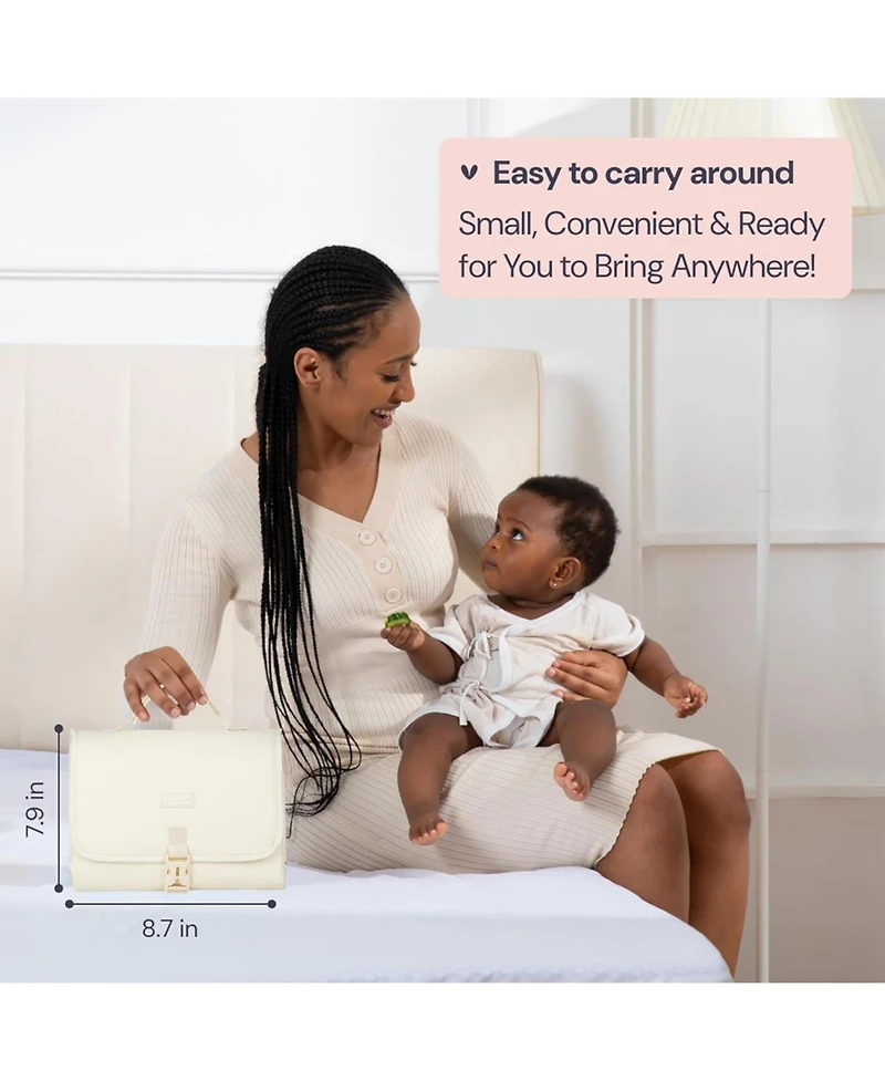 BabbleRoo Kids Diaper Bag Backpack, Spacious & Stylish Leather Faux Changing Pad, Brown