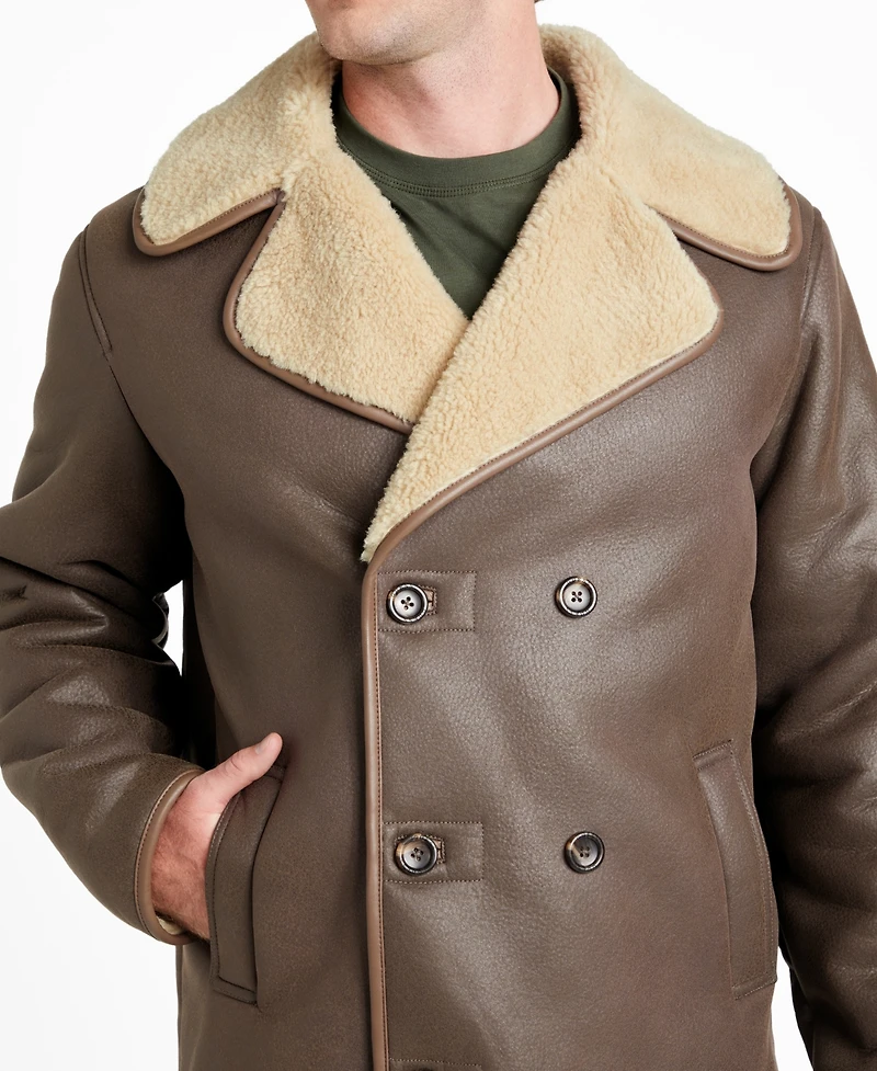 Guess Men's Double Breasted Long-Sleeve Coat