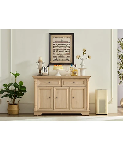 Streamdale Furniture Farmhouse Kitchen Storage Cabinet, Roman Column Coffee Bar/Wine Cooler