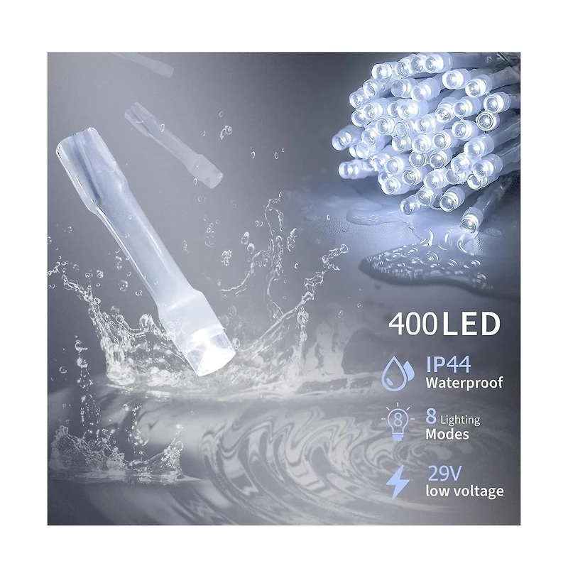 Cowin 33ft 400 Led Outdoor String Icicle Lights White Lights