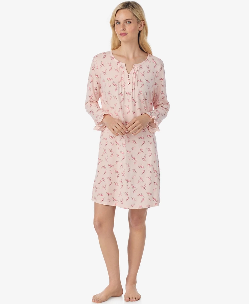 Lauren Ralph Women's Ruffle Sleeve Button Neck Gown