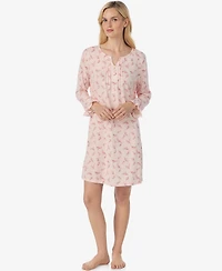 Lauren Ralph Women's Ruffle Sleeve Button Neck Gown