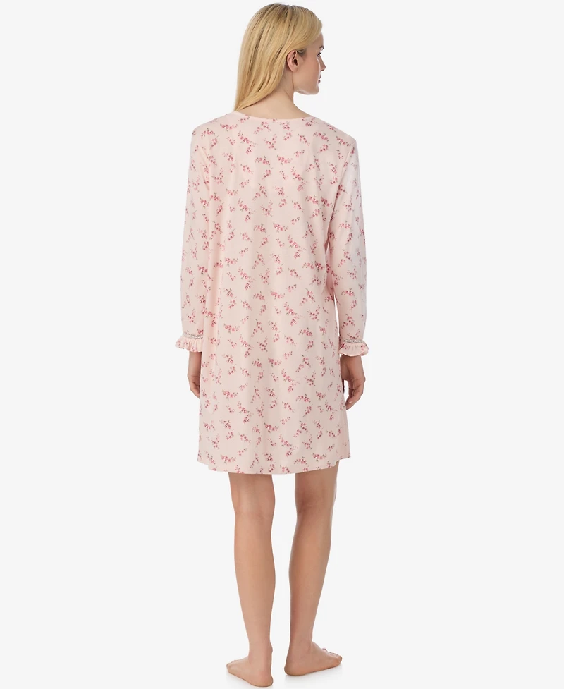 Lauren Ralph Women's Ruffle Sleeve Button Neck Gown