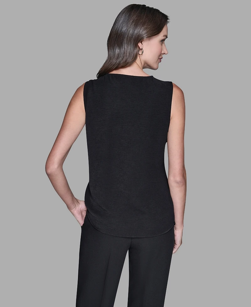 Karl Lagerfeld Paris Women's Sleeveless Bow Detail Top