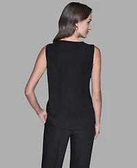 Karl Lagerfeld Paris Women's Sleeveless Bow Detail Top