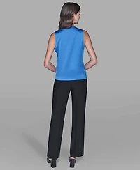 Karl Lagerfeld Paris Women's Sleeveless V-Neck Top