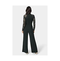 Bebe Women's Lace and Bodice Straight Leg Jumpsuit.