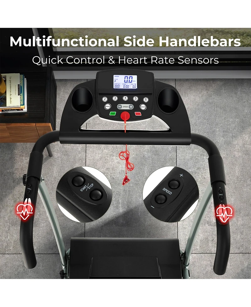 Sugift Folding Treadmill with 12 Preset Programs and Lcd Display-Black