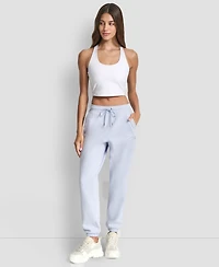 Dkny Women's Varsity Embroidered Logo Relaxed Pockets Pull-On Joggers