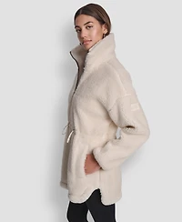 Dkny Women's Sherpa Mock Neck Jacket