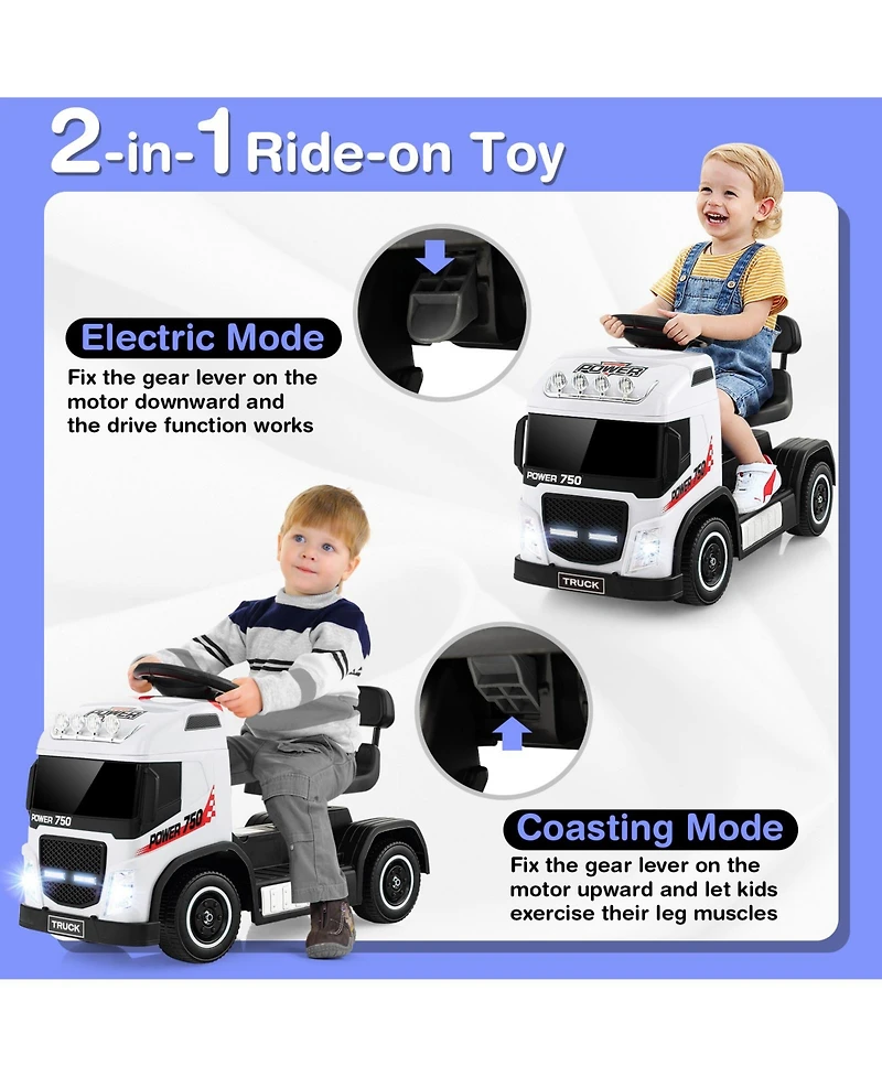Sugift 6V Kids Electric Ride-on Truck with Height Adjustable Seat