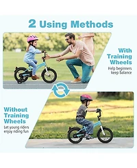 Sugift 14-Inch Kids Bike for 3-5 Years Old Children Bicycle with Training Wheels