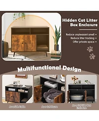 Sugift Cat Litter Box Enclosure with Storage Compartments and Pet Scratcher