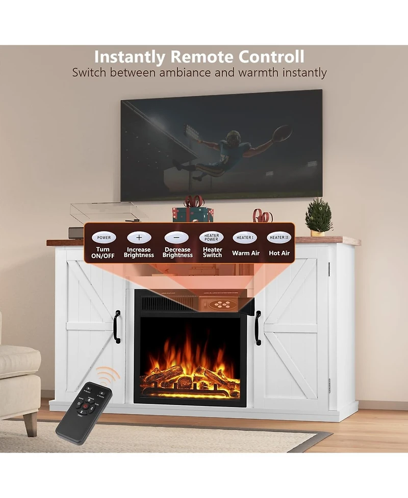 Cowsar 47" Electric Fireplace Mantel Freestanding, Triangular Corner Fireplace with Remote Control (Walnut)