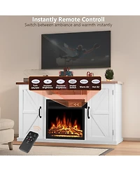 Cowsar 47" Electric Fireplace Mantel Freestanding, Triangular Corner Fireplace with Remote Control (Walnut)