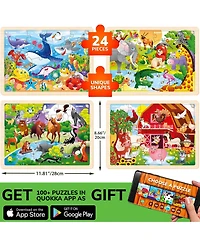Quokka 4SET 24 Pcs Wooden Puzzles for Kids Ages 4-6