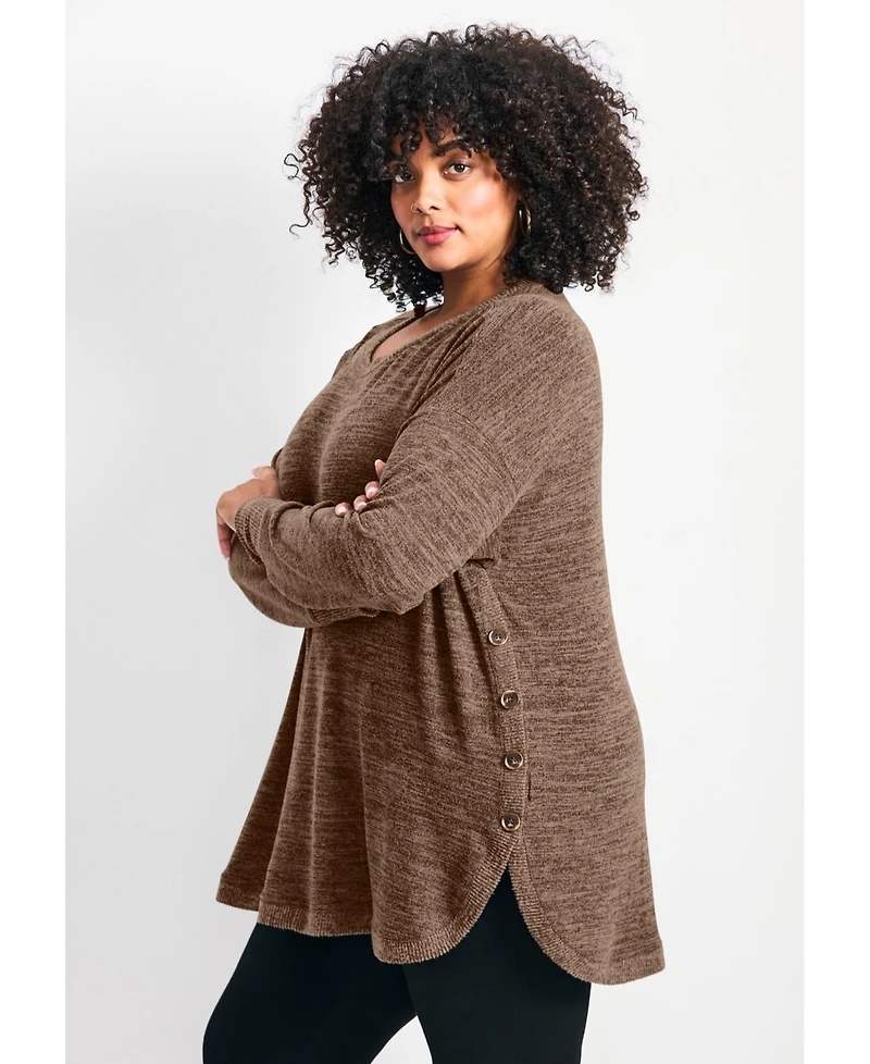 Avenue Women's Bec Button Detail Hacci Top