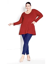 Avenue Women's Plus Waffle Ruffle Tunic