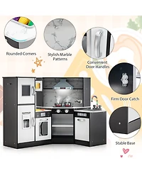 Skonyon Kids Corner Pretend Kitchen Playset with Separated Washing Basin