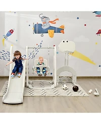 Skonyon 6 in 1 Toddler Slide and Swing Set with Ball Games