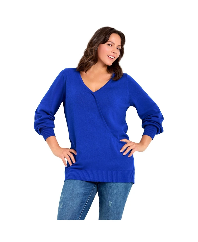 Avenue Women's Faux Wrap Pull Over Sweater