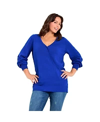 Avenue Women's Faux Wrap Pull Over Sweater