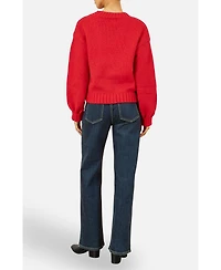 Yumi Women's Hand Embroidered Chunky Knitted Cardigan