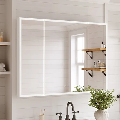 Bathroom Cabinet with Mirror Doors, Wall-Mounted Mirror Cabinet with Storage